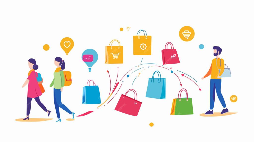 Consumer research journey illustration